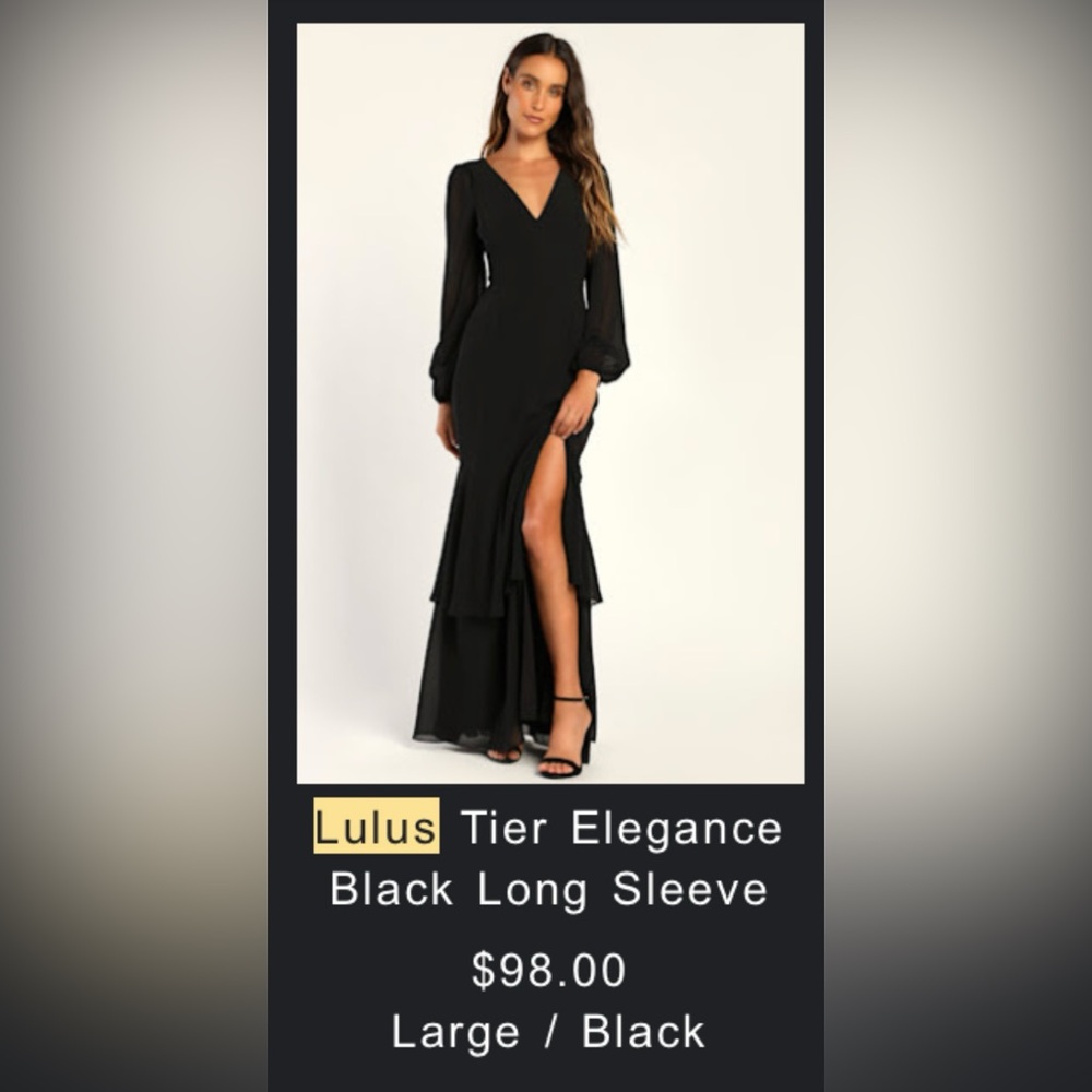 Lulu's Black Long Sleeve Maxi Dress